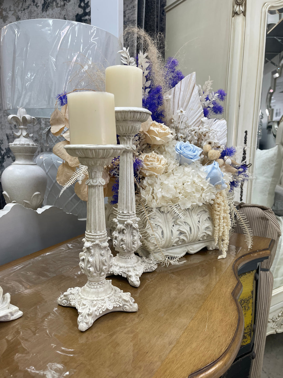 French White Candle Holders