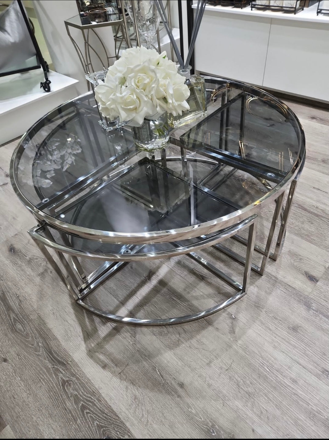 Silver Smoked Nest Table