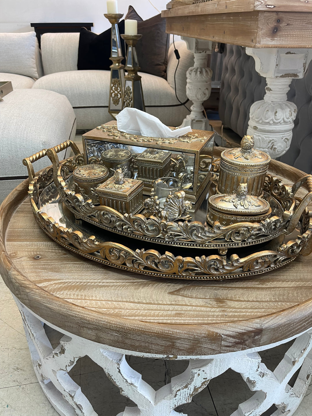 Rustic Gold Oval Serving Trays