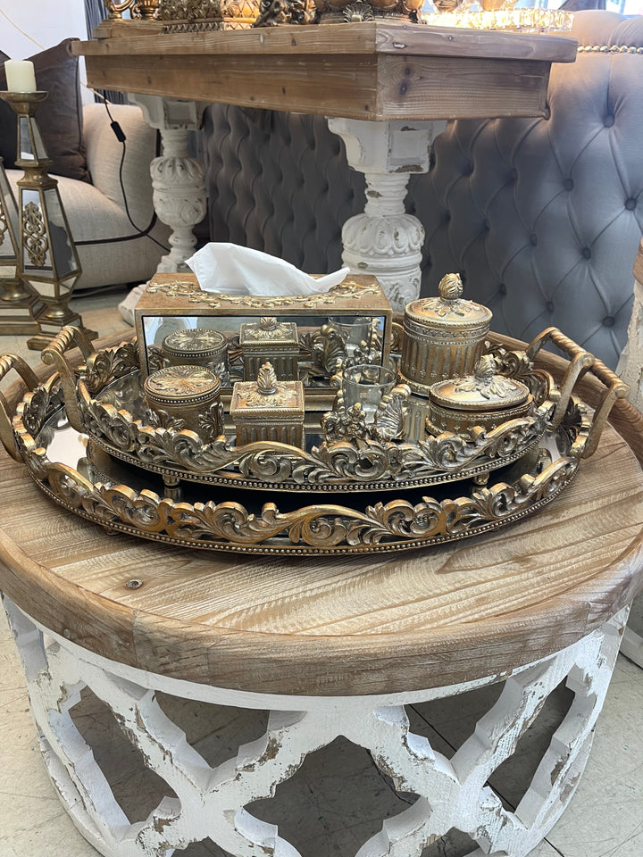 Rustic Gold Oval Serving Trays