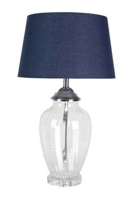 Addison Table Lamp Navy Blue 67cmh All Glass Contemporary