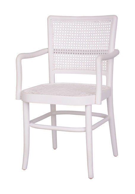 Palm Armed Rattan Dining Chair White