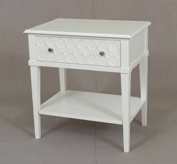 Kioloa Bedside w/1 drawer White  Semi Gloss finish